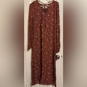 Natural Life Fall Floral MIDI Dress